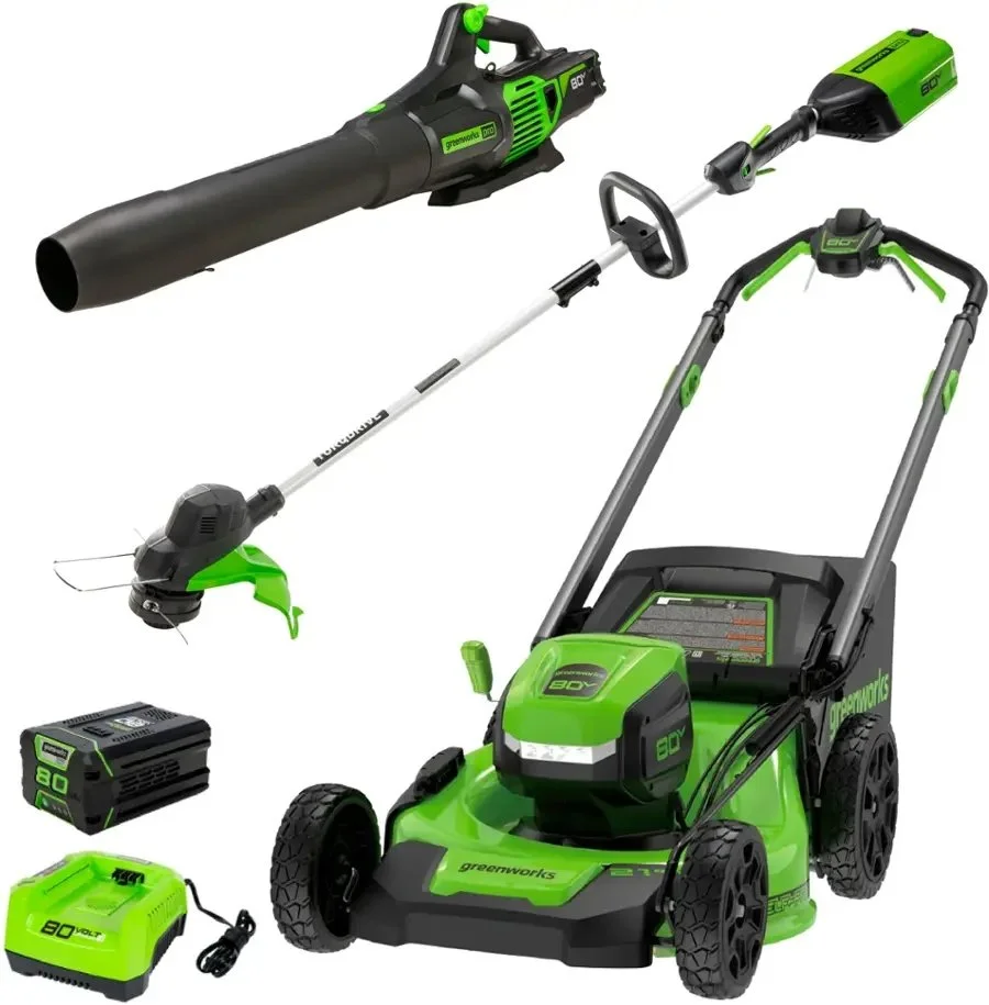 1-431.webp Greenworks 80V 21” Lawn Mower, 13” String Trimmer, and 730 Leaf Blowers. - Image 5