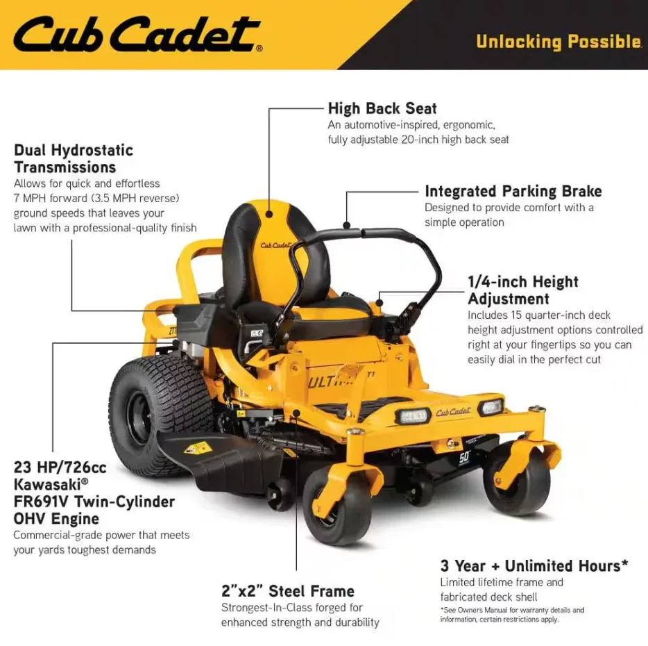 4-154.webp Cub Cadet Ultima ZT1 50″ Zero-Turn Riding Lawn Mower – Power, Precision & Comforts. - Image 2