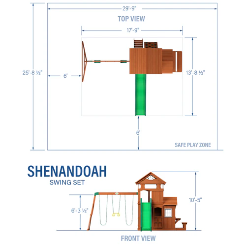 65413B-Diagram-Imperial.webp Backyard Discovery Shenandoah Cedar Wood Swing Set Slide - Image 3