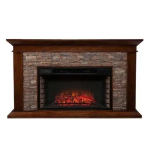 Unbranded Null Ithaca 60 In. W Simulated Stone Electrics Fireplaces