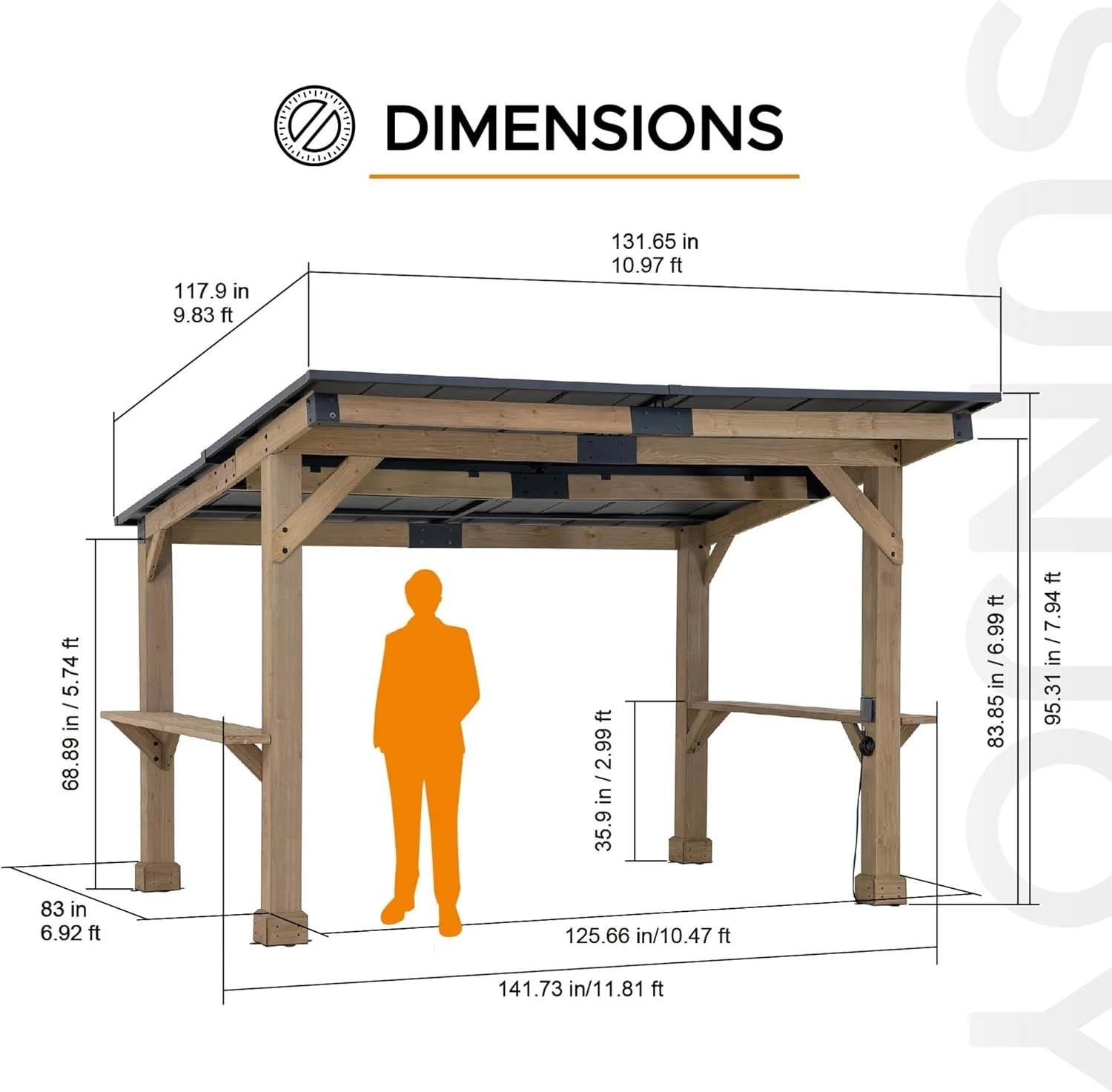 a2-154.webp SUNJOY 10 ft. x 12 ft. Matte Black Cedar Framed Wooden Gazebo