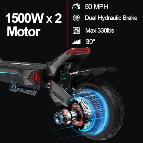 a3-90-1-1-1.webp NANROBOT Electric Scooter Adults 50mph Dual Motor Electric Scooter with Suspension 80Miles Range Fast Sports Escooters Folding 10″ Off Road Tires 330LBS Max Loads Complies with UL2272 Certification - Image 4