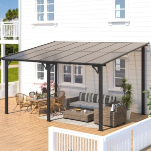 Aecojoy 10 ft. x 14 ft. Dark Gray Aluminums Patio Covers