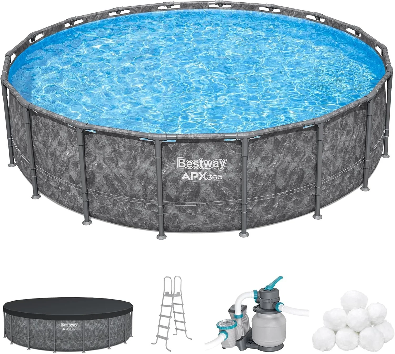 j1-9.webp Bestway APX 365 18’x52″ Round Above Ground Swimming Pool Set with Pump & Ladders