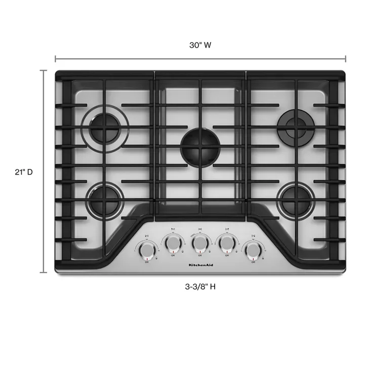 jj33.webp KitchenAid 30″ 5-Burner Gas Cooktops KCGS350ESS - Image 2