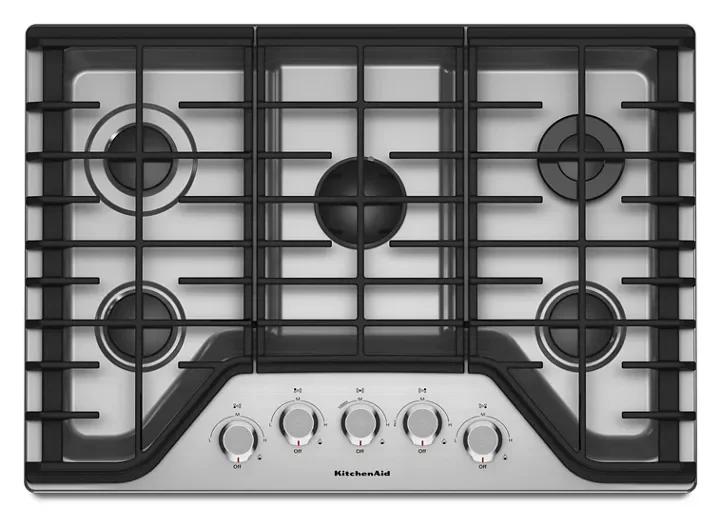 jj44.webp KitchenAid 30″ 5-Burner Gas Cooktops KCGS350ESS