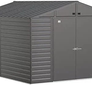 Arrow Select 10′ x 12′ Outdoor Lockable Steel Storage Shed Building, Charcoals