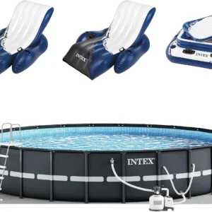 Intex Ultra XTR Round Frame Pool with Pumps, Cooler, and Floats (2 Packs)