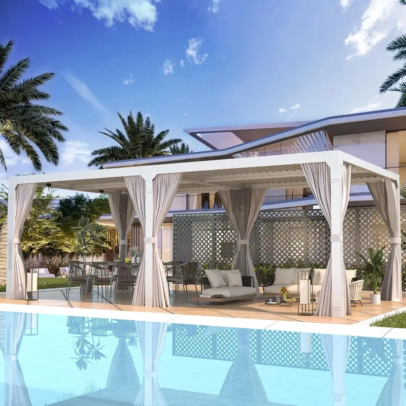u1-8.webp EROMMY 12’x24′ Outdoor Louvered Pergola Gazebos - Image 4
