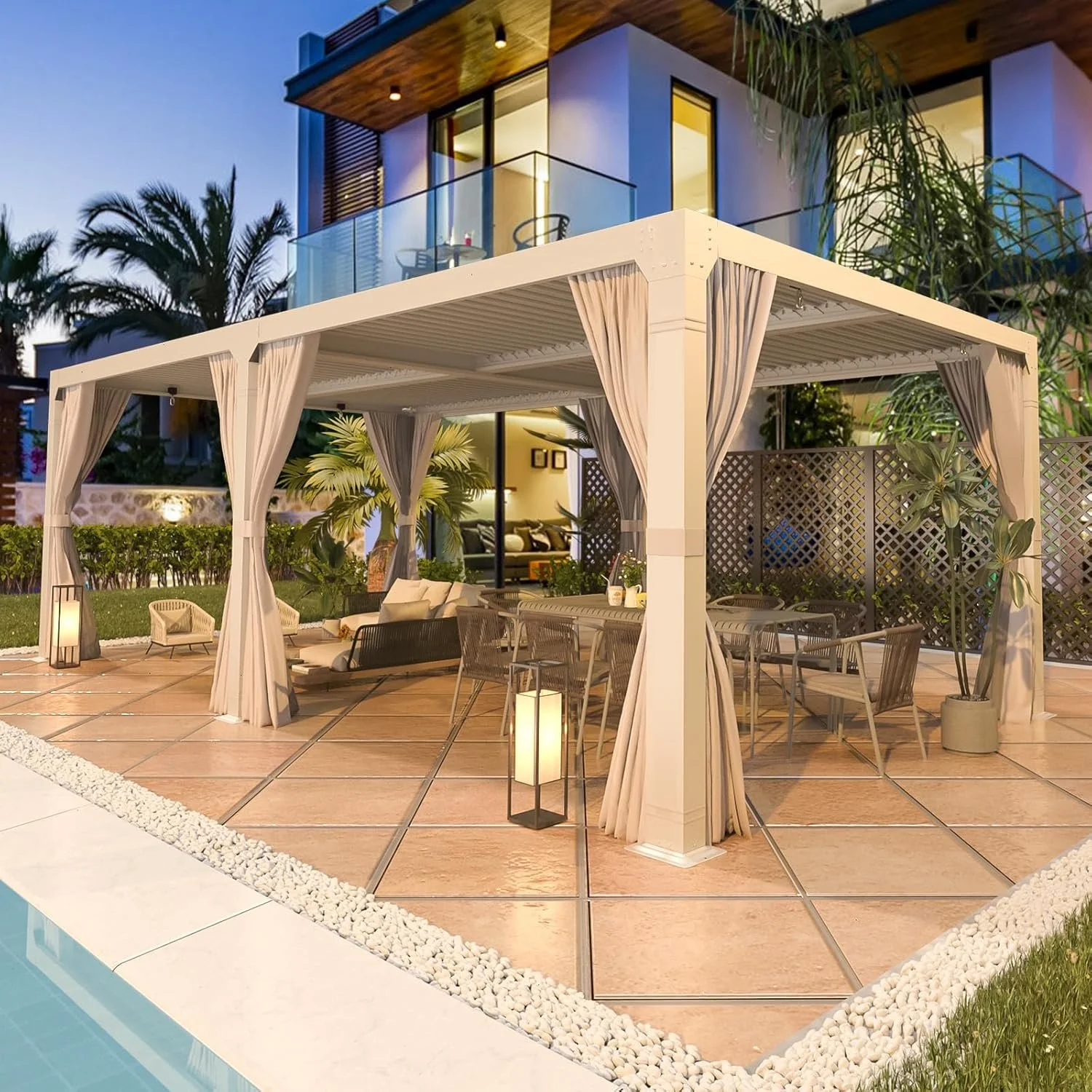 u2-7.webp EROMMY 12’x24′ Outdoor Louvered Pergola Gazebos - Image 3