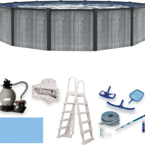Blue Wave San Pedro 24-ft Round 52-in Deep 6-in Top Rail Above Ground Steel Wall Swimming Pools