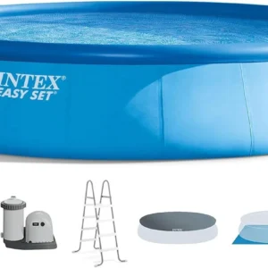 Intex 18′ x 48″ Inflatable Above Ground Swimming Pool with Ladder, Pumps